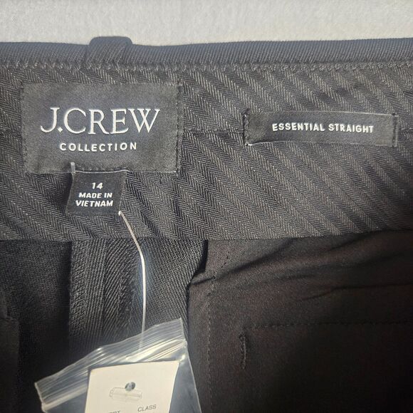NEW J.Crew Essential Straight Wool Blnd Dress Pants Black Sz 14 Pleated Trousers - Picture 2 of 12